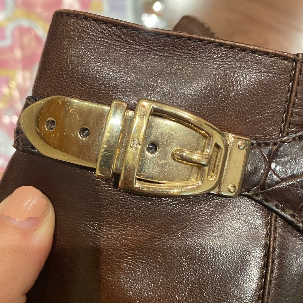 GUCCI / TOM FORD Runway Dark Brown Leather Logo Buckle Alligator Tall Boot 40 10 - Picture 4 of 10